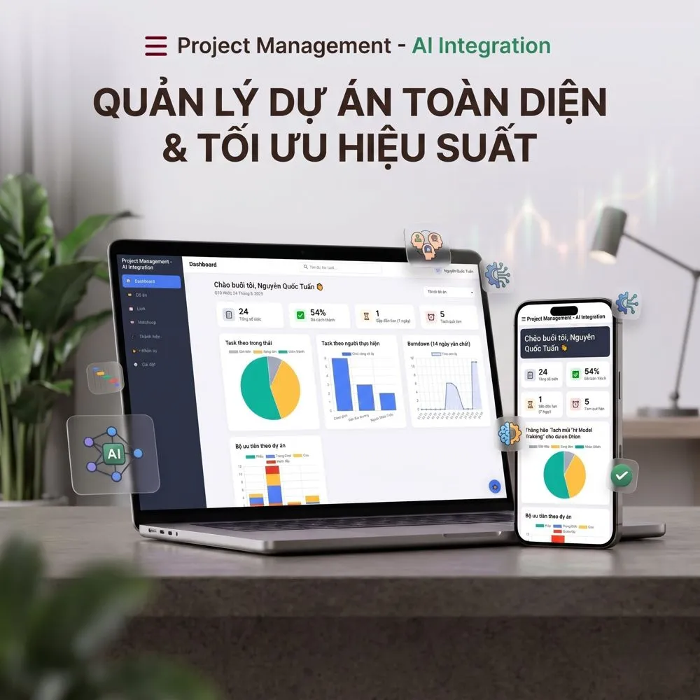 Giao diện GasPM trên laptop và điện thoại